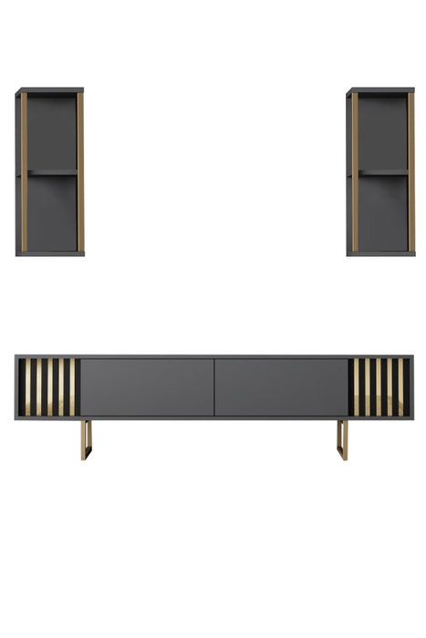 Hanah Home Mueble de TV Moderno Salón Antracita y Negro 180cm